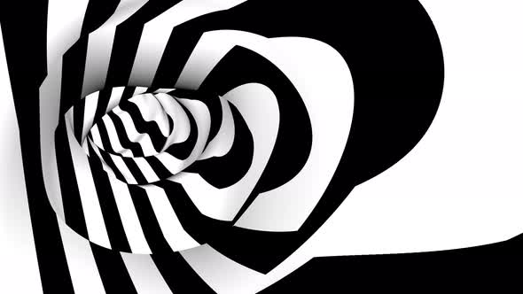 3d Striped Tunnel Geometric Optical Illusion Able to Loop Seamless Hypnotic Circles