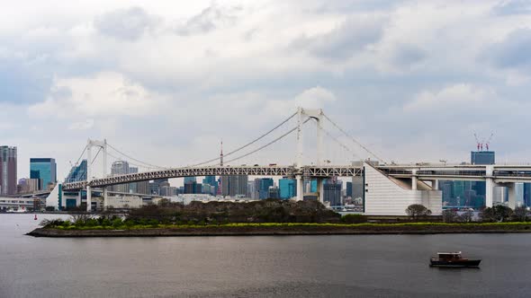 time lapse of Rainbow bridge in Odaiba, Tokyo, Japan