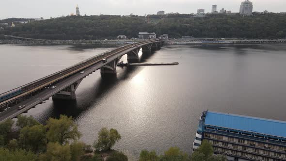 The Main River of Ukraine - Dnipro Near Kyiv. Slow Motion