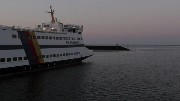 Sunset Ferry in Harbor