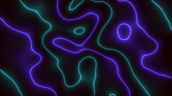 Cyan Blue Color Neon Light Line Wave Liquid Animated Background