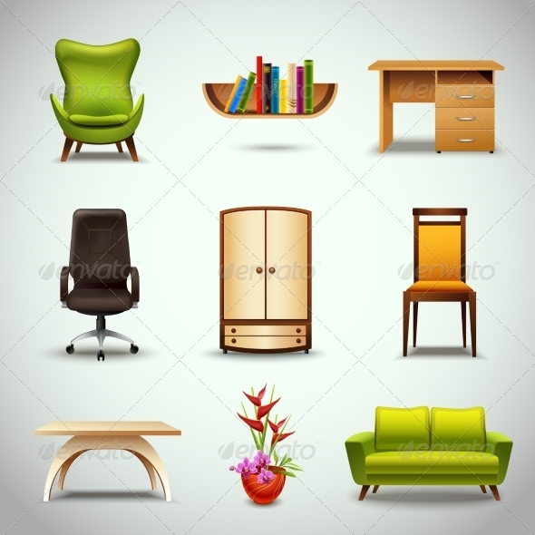 Furniture Realistic Icons