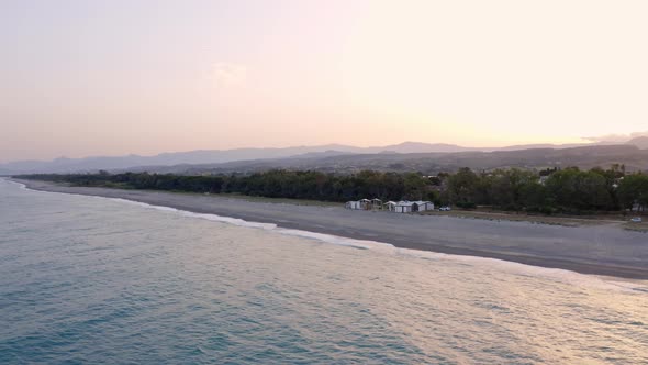 Aerial view of italian beach coast in summer