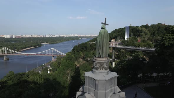 Kyiv, Ukraine: Monument To Volodymyr the Great. Aerial View