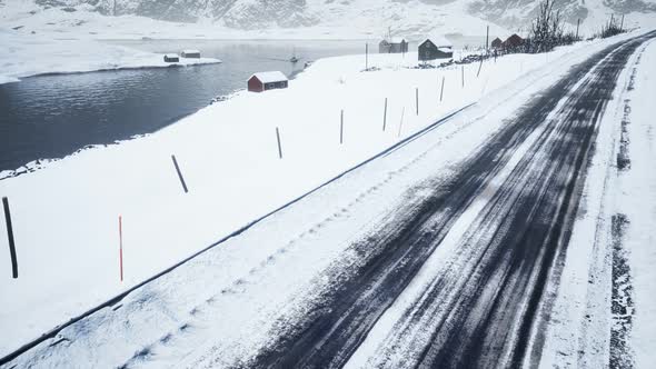 Winter Road on Lofoten Islands