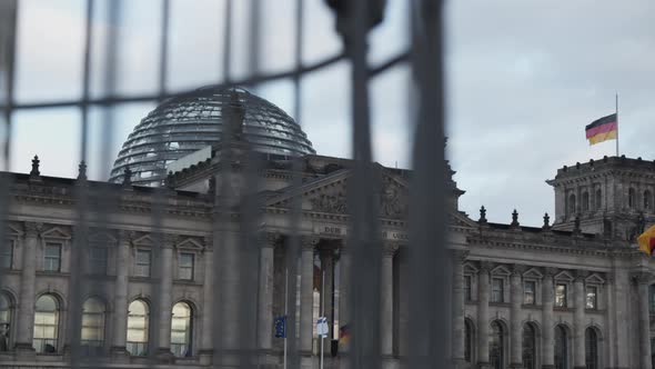 Middle Section of Deutscher Bundestag Building with Steel and Glass Cupola