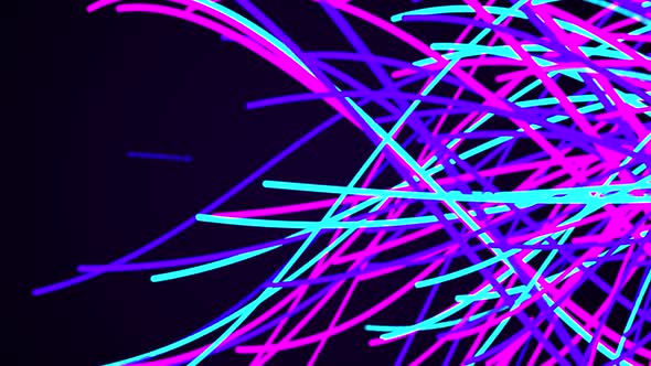 Abstract Chaotic  Multicolored Neon Lines Fluorescent Ultraviolet Light Seamless Loop