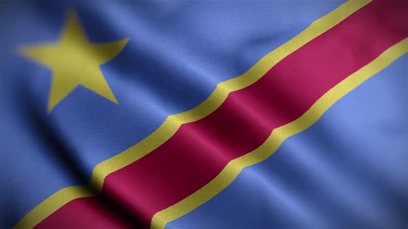 Congo Democratic Republic Of The Flag Textured Waving Close Up Background HD