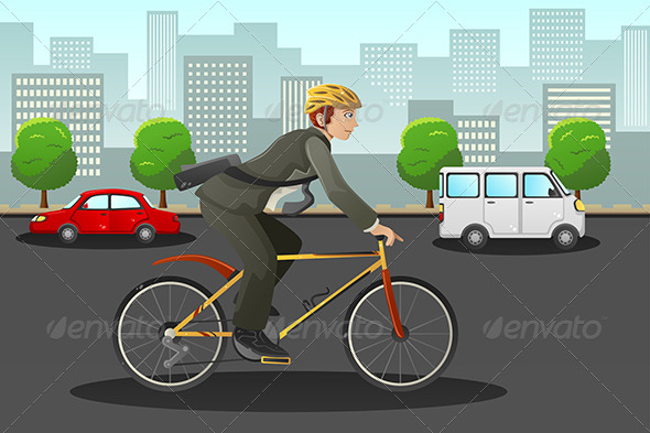 Businessman Biking in the City