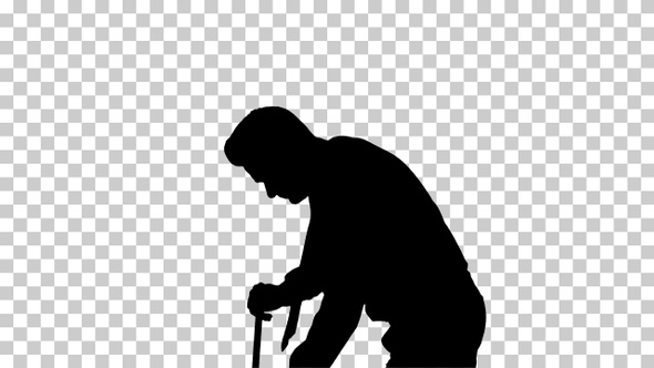 Silhouette Man sweeping the floor, Alpha Channel alt