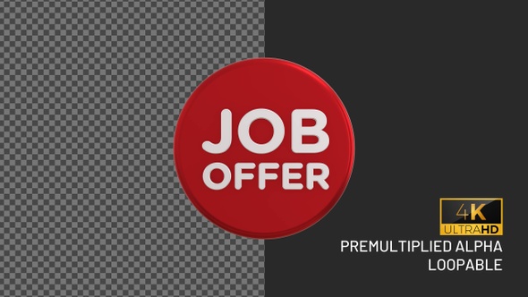 Job Offer Rotating Looping Badge with Alpha Channel