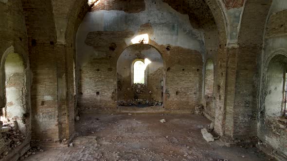 Inside an old ruined church