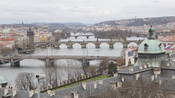 Capital of Czechia rooftoops and famous spires and domes 3840X2160 UHD footage - Beautiful citscape 