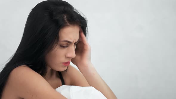 Face Sad Stressed Female Massaging Template Feel Discomfort