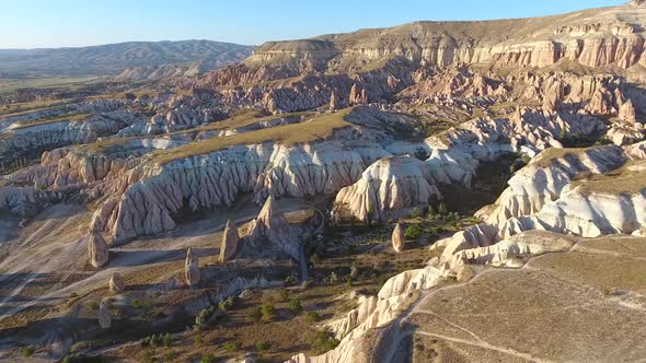 Hoodoos, Fairy Chimneys and Sedimentary Volcanic Rock Formations in Eroded Cappadocia Valley, Urgup