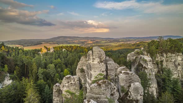 Time lapse of a beautiful view of the rock in the Bohemian Paradise in the Czech republic