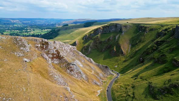 Winnats Pass at Peak District National Park  Aerial View  Travel Photography