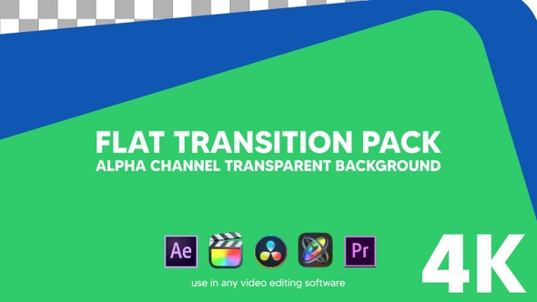 Flat Transition Pack alpha channel transparent background blue and green color 4K