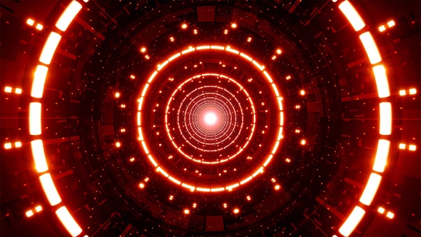 Flickering Dashed Circle Light In The Multiple Lamps Technology Pattern Red Tunnel