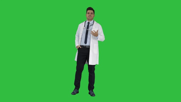 Friendly and playful male doctor and confident talking