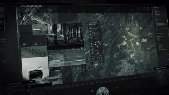 Military Tank Target Coordinates Calculation By Satellite Connection Interface alt