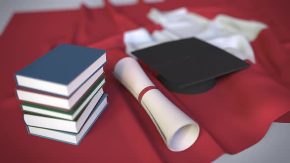 Graduation Cap and Diploma on the Swiss Flag