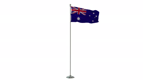 Australia 3D Illustration Of The Waving flag On Long  Pole With Alpha