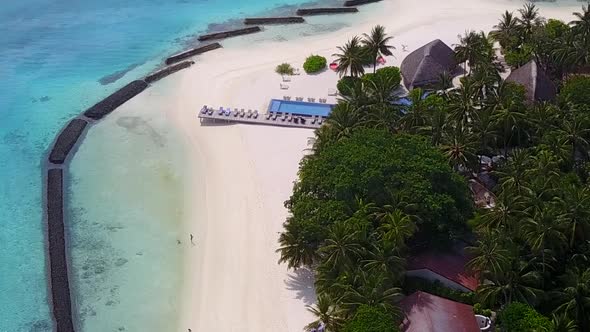 Drone landscape of sea view beach by blue sea and sand background