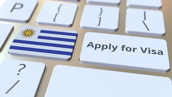 APPLY FOR VISA Text and Flag of Uruguay on the Keys alt