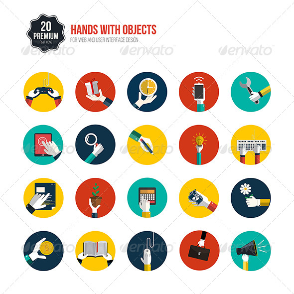 This is the Hands with Object Icons Set