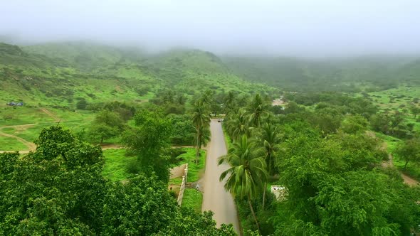 Aerial view of Beautiful Road in Salalah, Oman