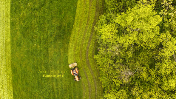 Aerial View - Tractor and Forest