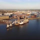 Aerial view of Tilbury Docks at sunset - VideoHive Item for Sale