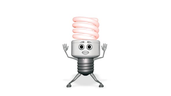 Red Light Bulb Jumping Looped White Background