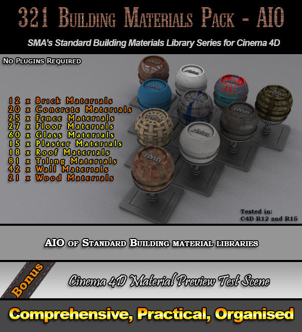 321 Comprehensive Building Materials Pack for C4D