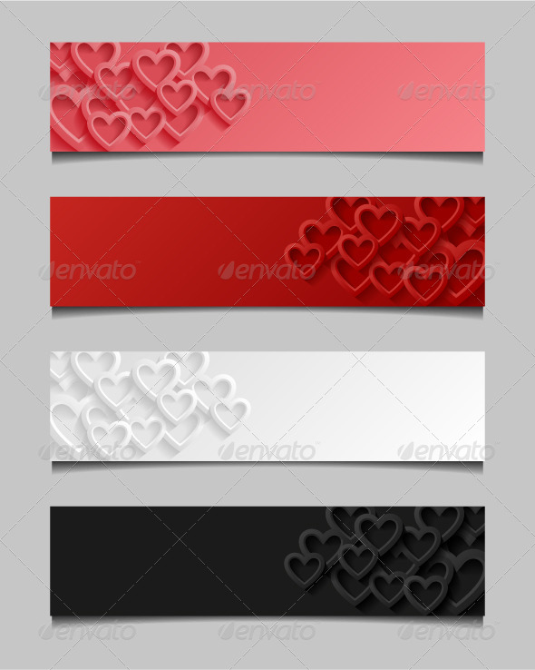 Set of Abstract Valentine Banners