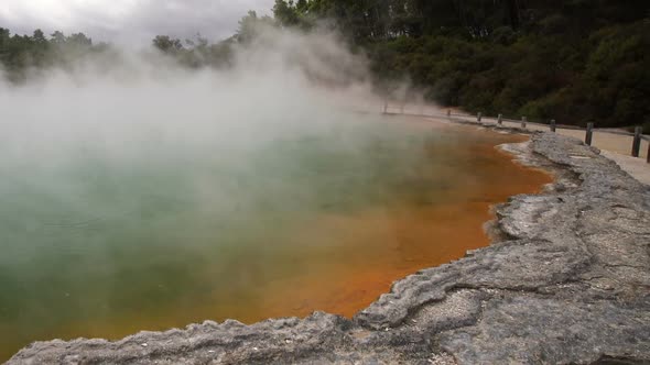 Thermal lake Champagne Pool at Wai-O-Tapu near Rotorua, New Zealand