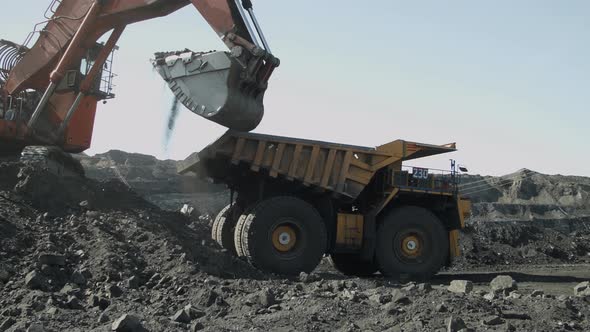 Backhoe Loader Loading Dumper Truck