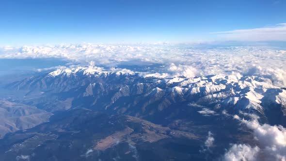 Pyrenees Mountain Range Aerial time-lapse from an airplane