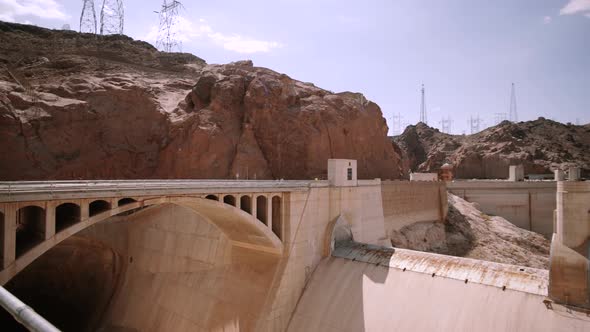 View of Hoover Dam in the Black Canyon on the Border of Nevada, USA. Midle Shot