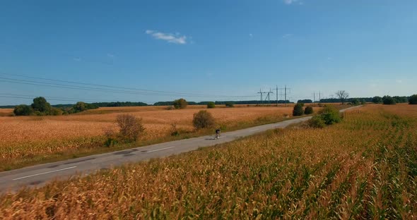 Athlete Man Bicyclist Intensive Training Workout Before Hard Triathlon Race. Cycling Exercise.