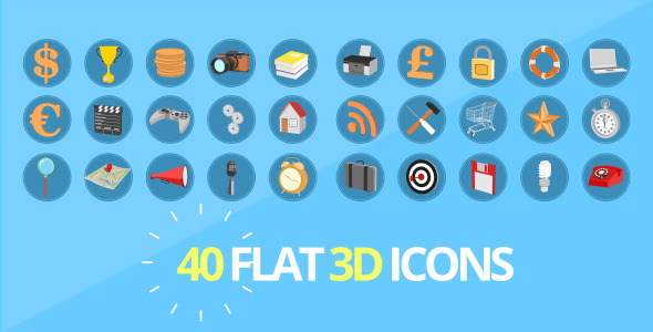 40 3D Flat looking Icons alt
