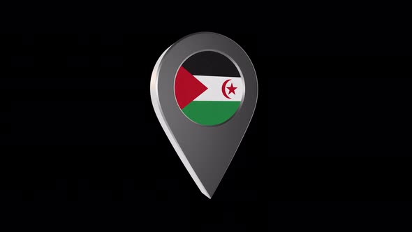 3d Animation Map Pointer With Western Sahara Flag With Alpha Channel - 4K