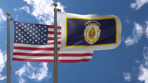 Usa Flag Vs Springfield City Flag Massachusetts  On Flagpole