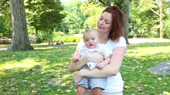 Happy Mother and Son at Park