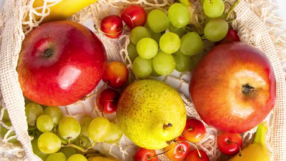 Organic Ripe Fruits in Ecofriendly Mesh Bag