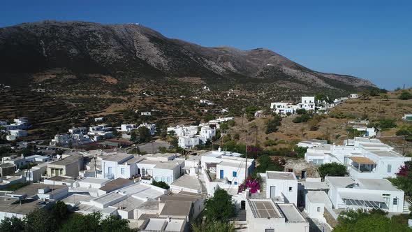 Apollonia village on Sifnos island in the cyclades in Greece aerial view