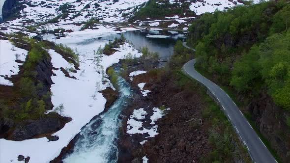 Ryfylke mountain road, aerial footage