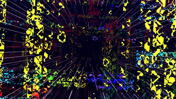 Motion Graphic Abstract Colorful Looped Bg Modern Art Fly in Art Space Multilayer Structure with