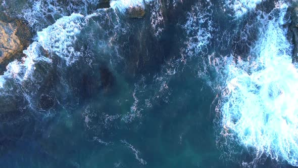 Waves Crashing in Rocks 